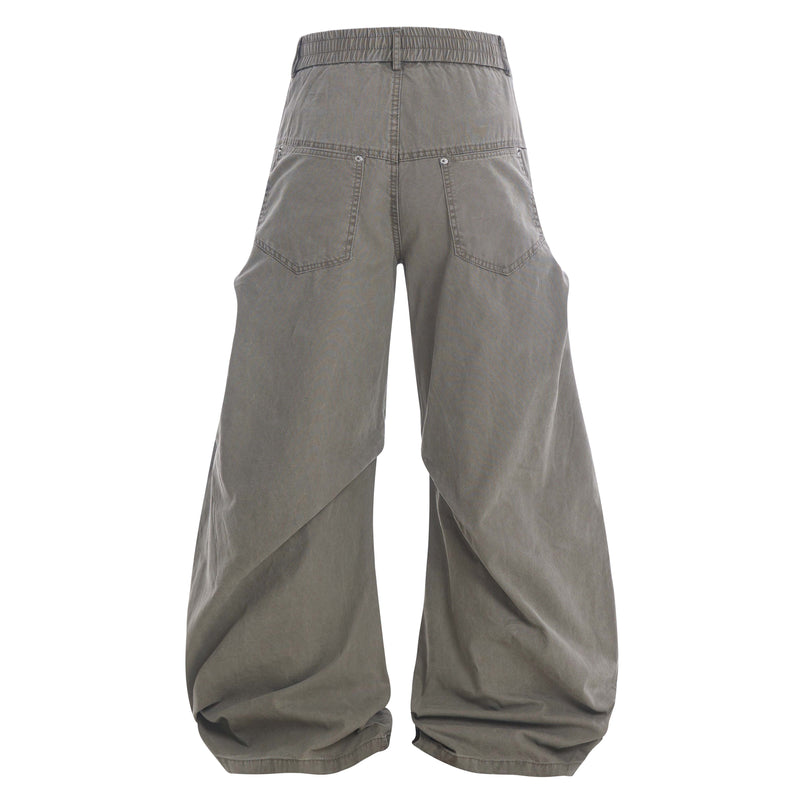 Curved Seam Washed Wide-Leg Pants | Oversized Street Style