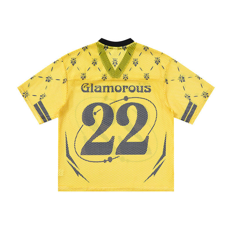 Omirad Glamorous 22 Mesh Jersey T-Shirt | Yellow Streetwear