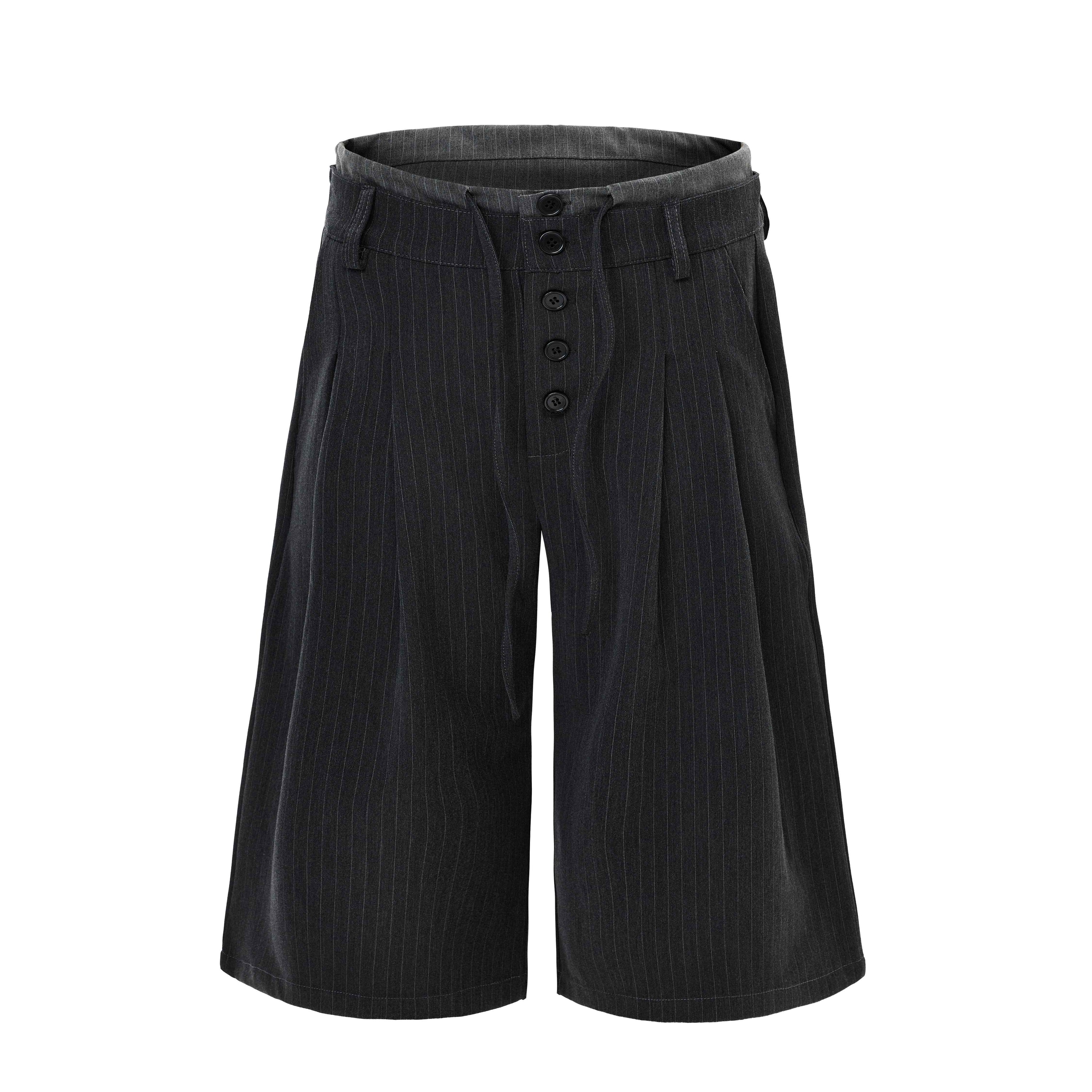 Omirad Pinstripe Wide-Leg Shorts | Oversized Tailored Streetwear
