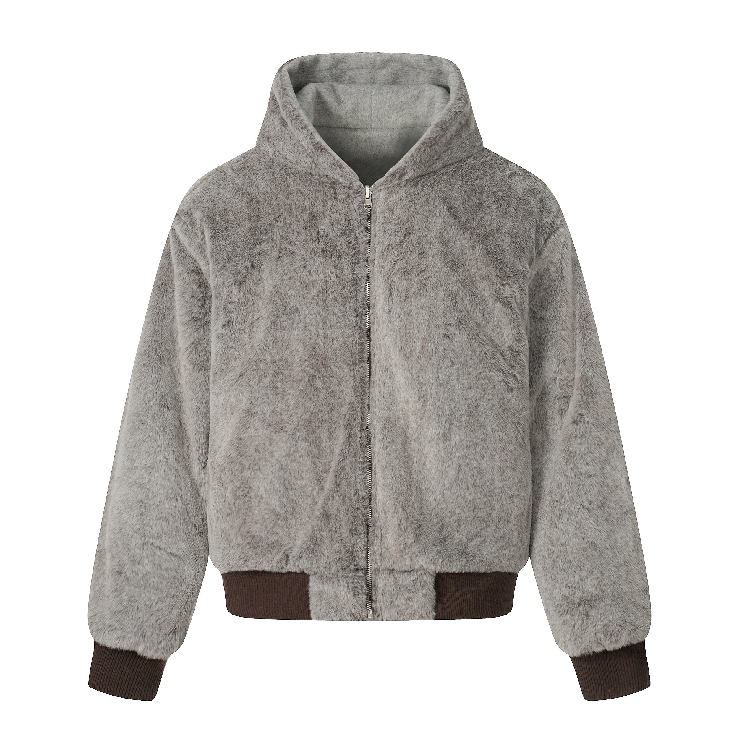 Wool Blend Fleece Hooded Bomber Jacket | Omirad