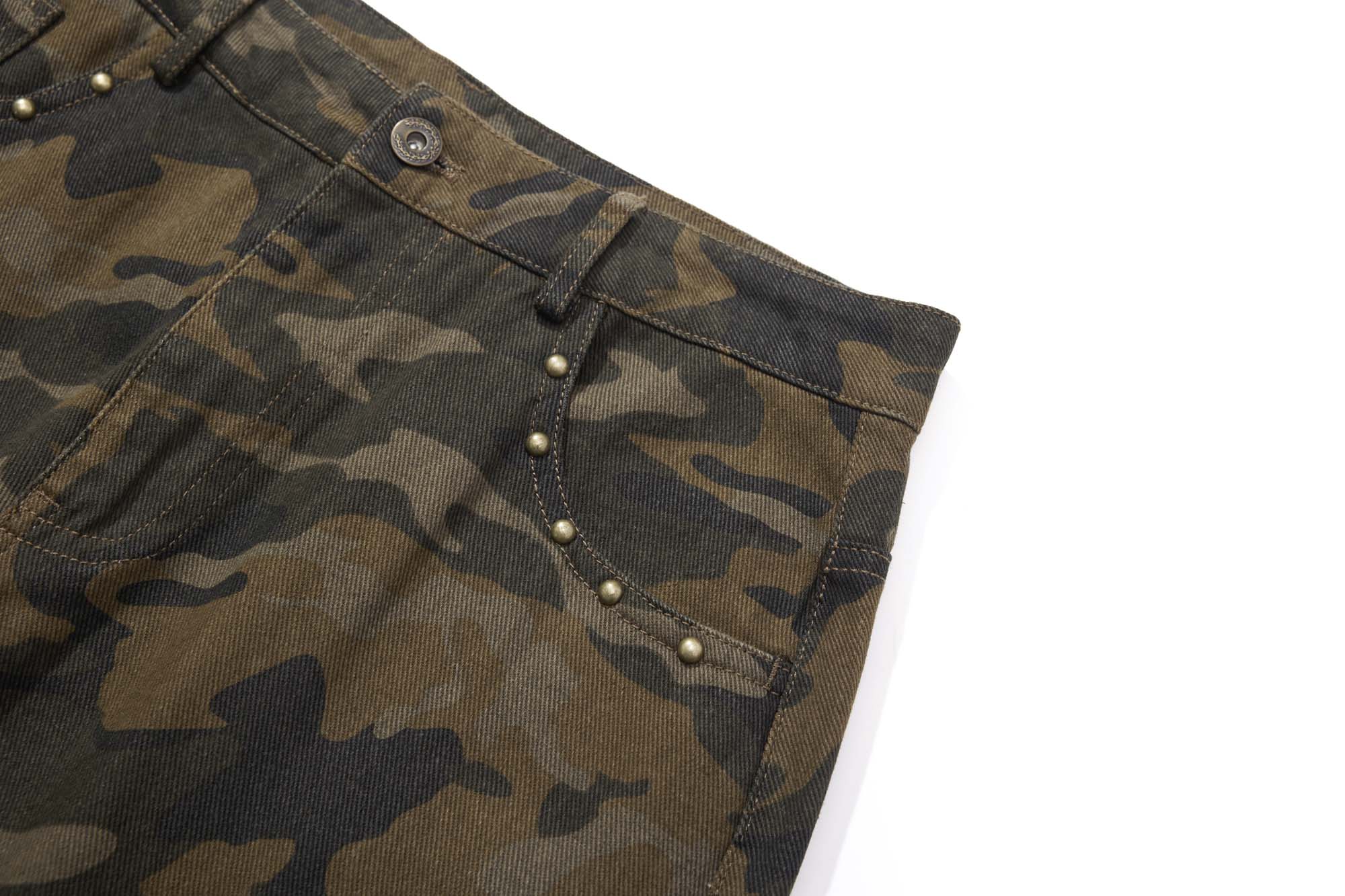 Omirad Camouflage Barrel-Leg Jeans | Wide Leg Camo Denim