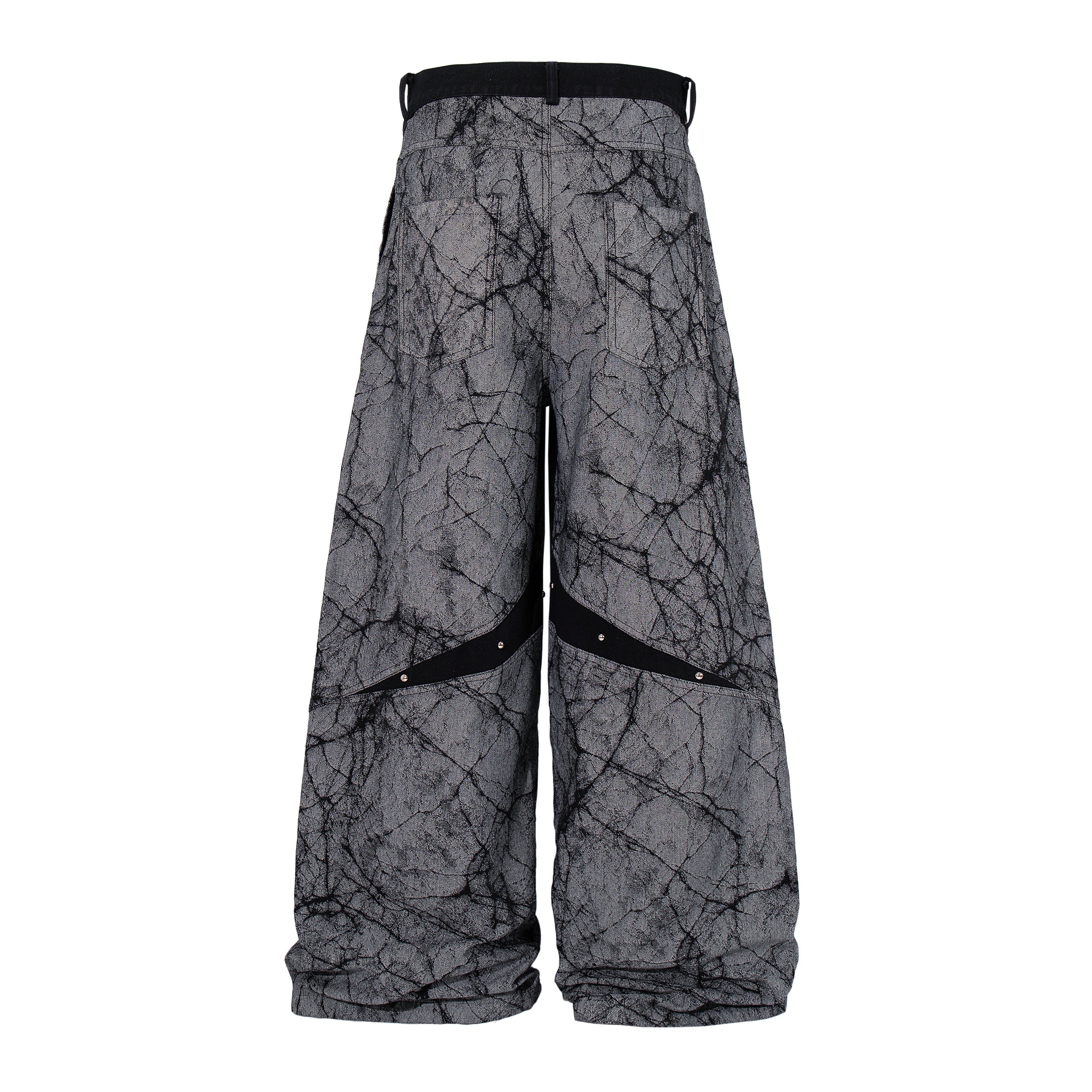 Omirad Graphic Panel Wide Leg Denim Pants | Streetwear