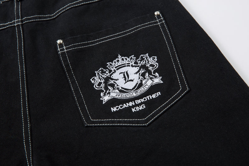 Heraldic Embroidered Wide-Leg Jeans | Lion & Star Denim
