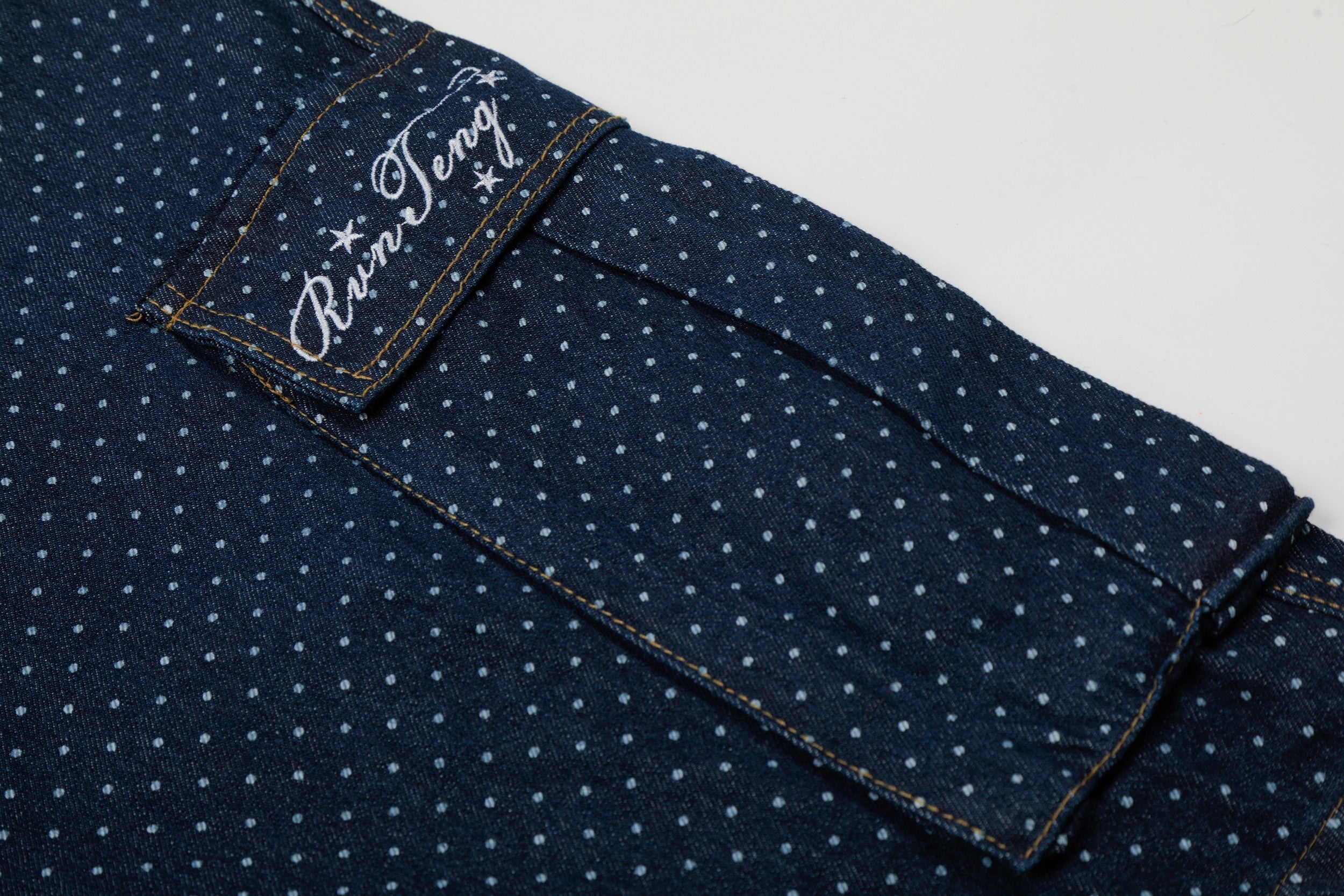 Polka Dot Denim Cargo Shorts | Wide Fit Streetwear