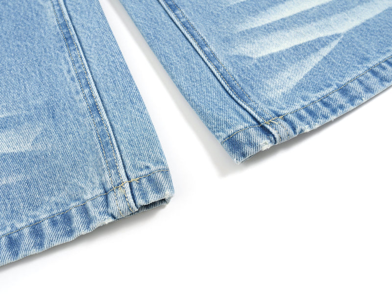 Omirad Faded Wide-Leg Jeans | Vintage Wash Streetwear Denim