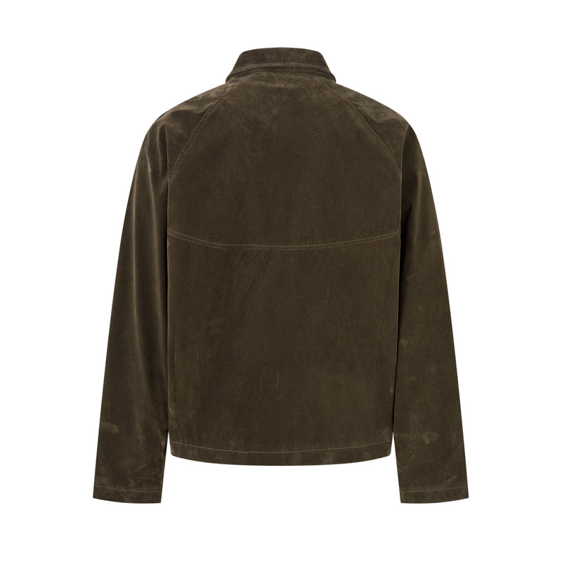 Suede-Texture Arc Panel Zip Jacket | Streetwear Outerwear