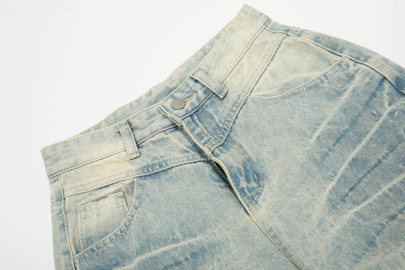 Omirad Creased-Wash Balloon Jeans | Wide Leg Denim