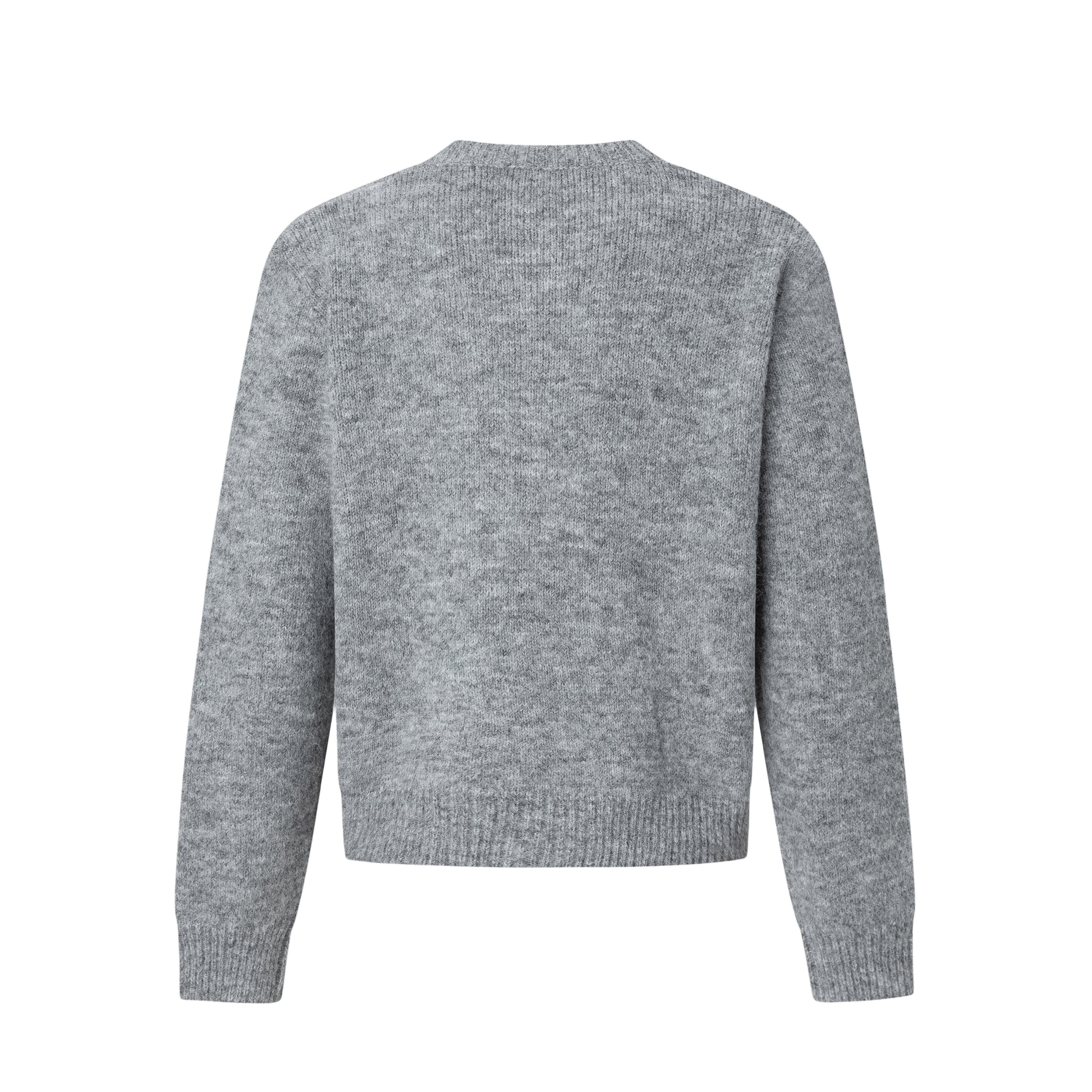 Minimal Wool Blend Knit Cardigan | Crew Neck Button-Up