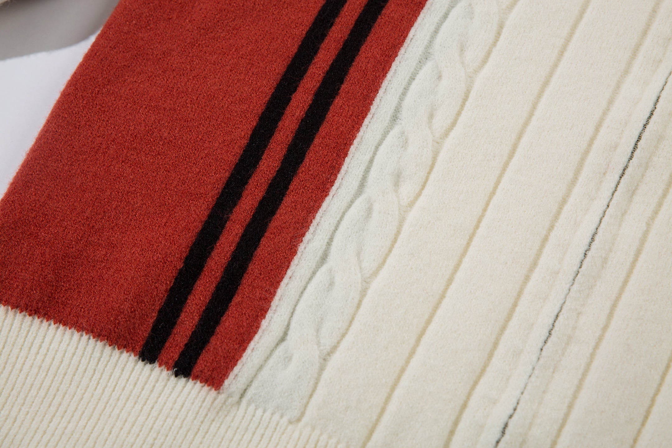 Retro Stripe Cable-Knit Zip Jacket | Varsity Color Block