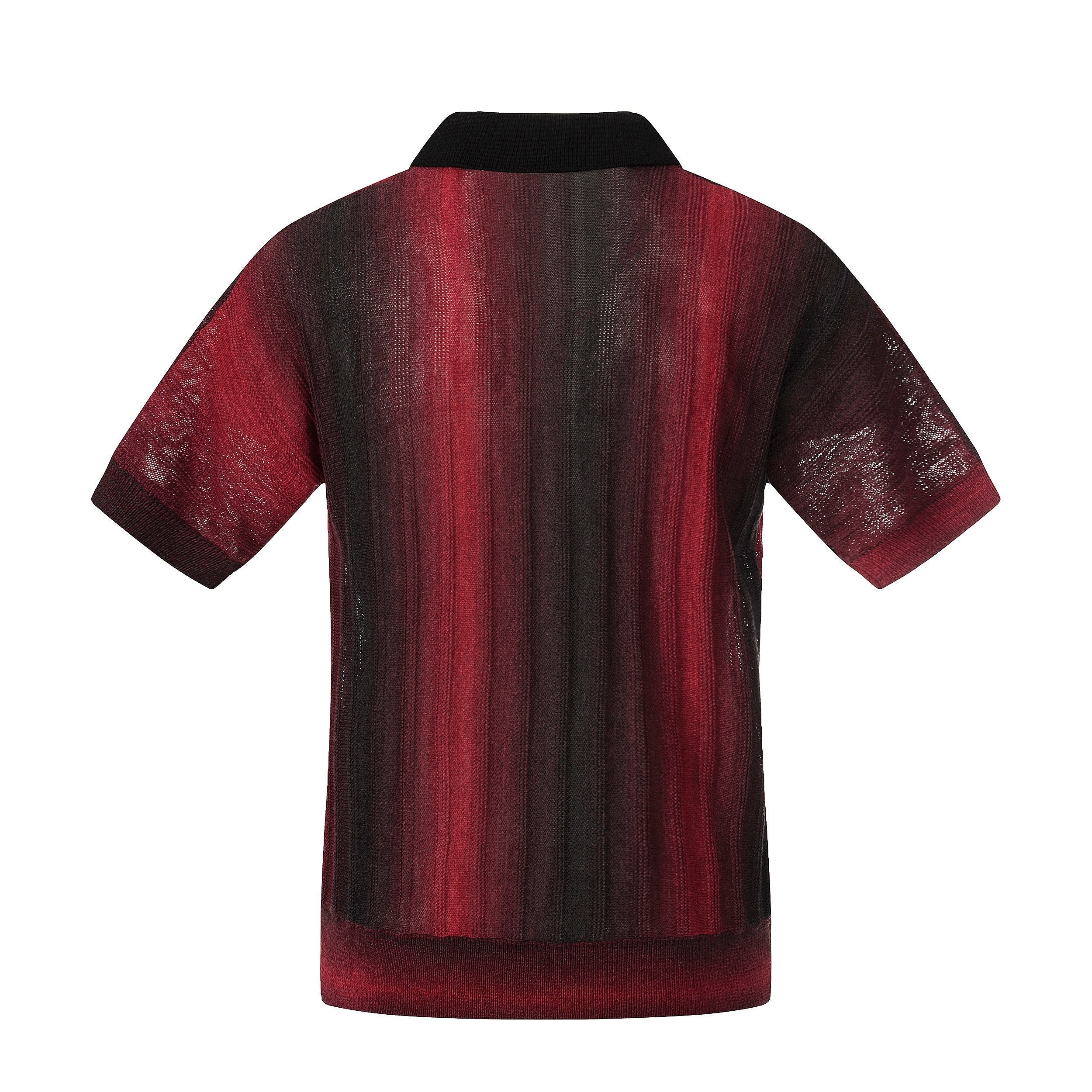 Men's Gradient Stripe Open-Knit Polo Shirt | Relaxed Fit