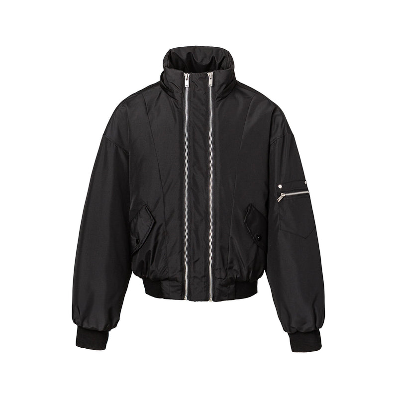 Omirad Dual-Zip Hooded Tech Puffer Jacket | Black Oversized