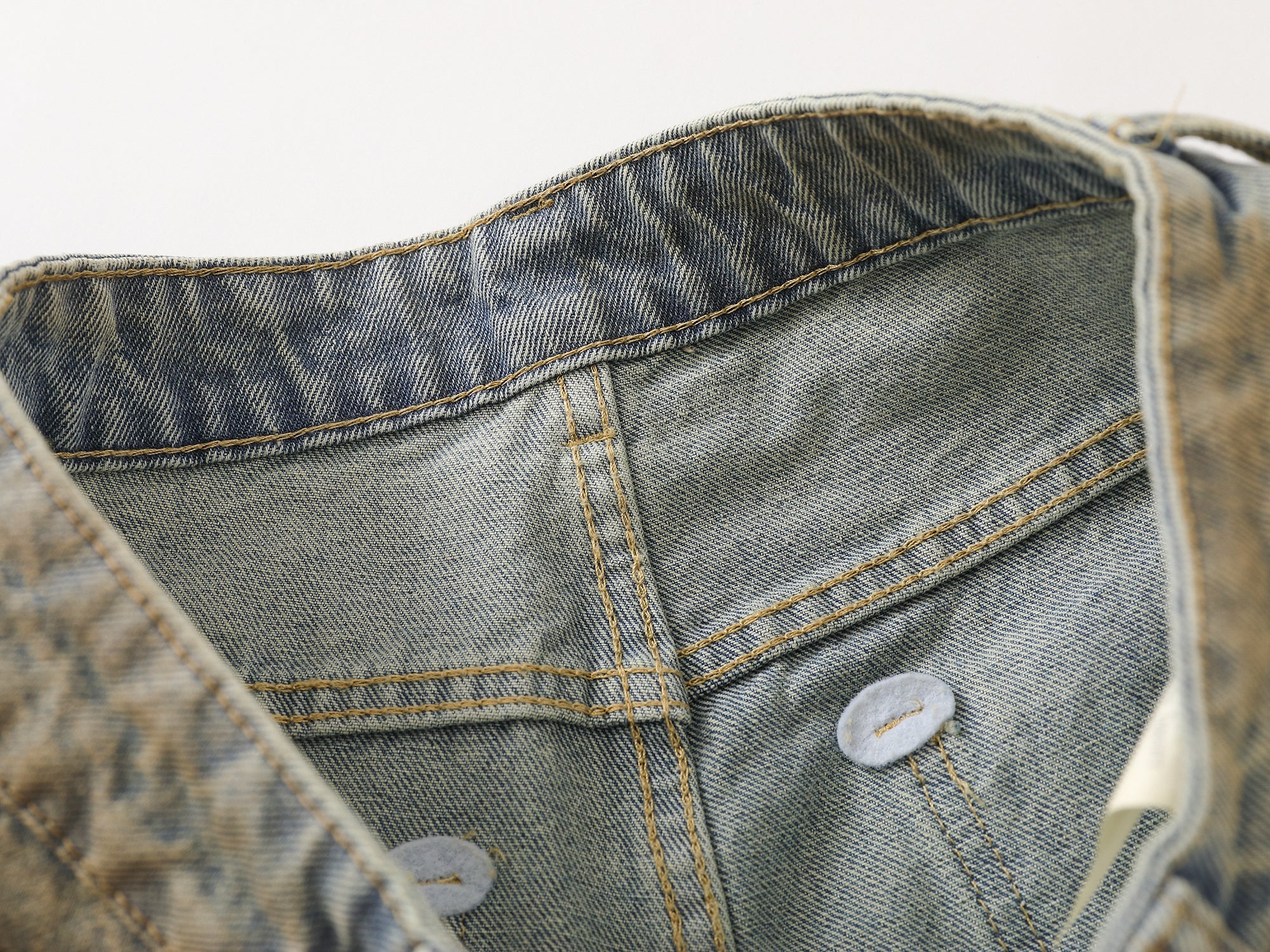 Faded Curved-Panel Wide-Leg Denim Pants | Streetwear Jeans