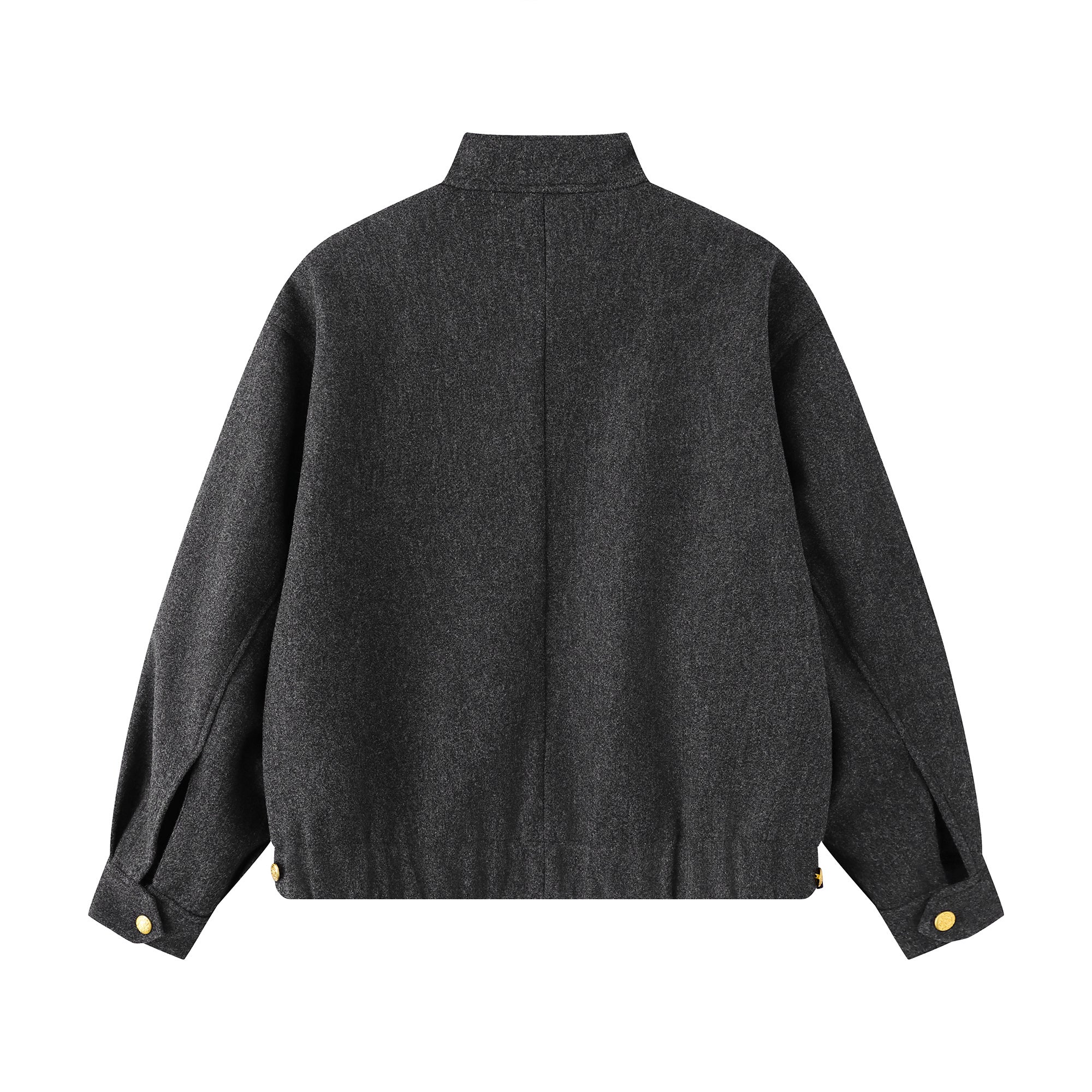 Omirad Utility Bomber Jacket | Gold-Tone Snap Stand Collar