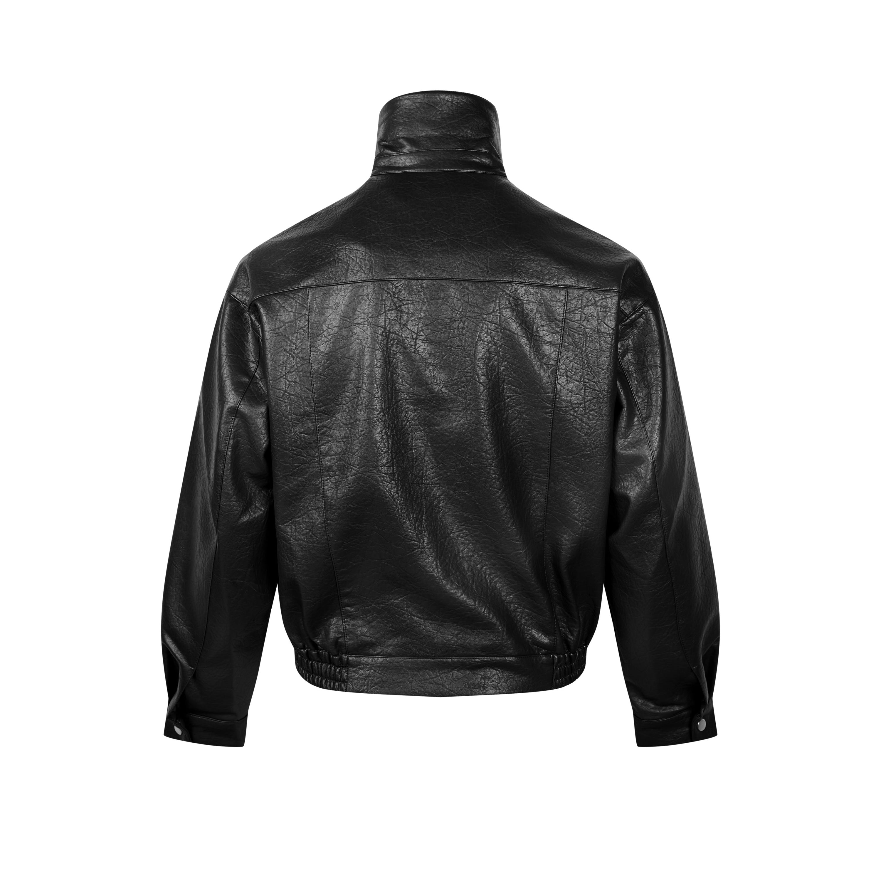 Men's Utility PU Leather Bomber Jacket | Oversized Fit