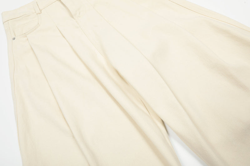 Wide-Leg Pleated Canvas Pants | Oversized Streetwear Trousers