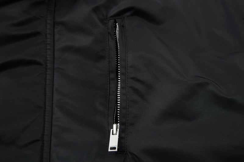 Omirad Toggle-Lock Faux Fur Hood Bomber Jacket | Black