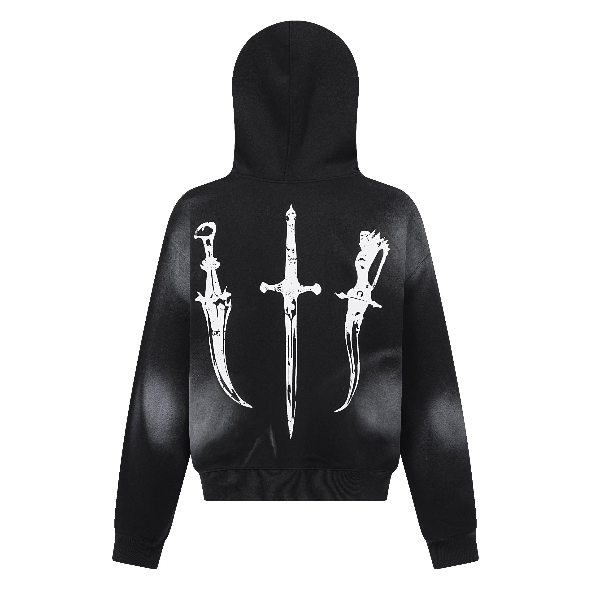 Gothic Fur-Trim Zip-Up Hoodie | Dark Graphic Street-Goth