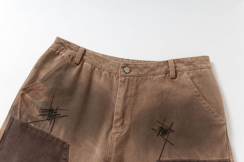 Omirad Spray-Dye Patchwork Wide-Leg Cargo Jeans | SEAKOFF