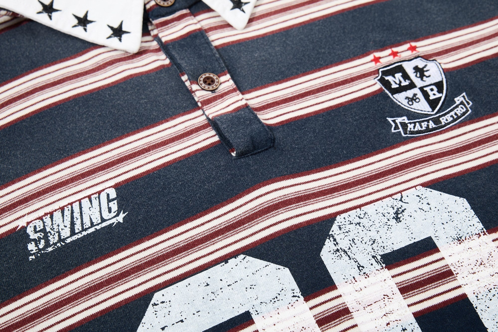 Vintage Stripe Rugby Polo Shirt | Retro 90 Graphic | Omirad