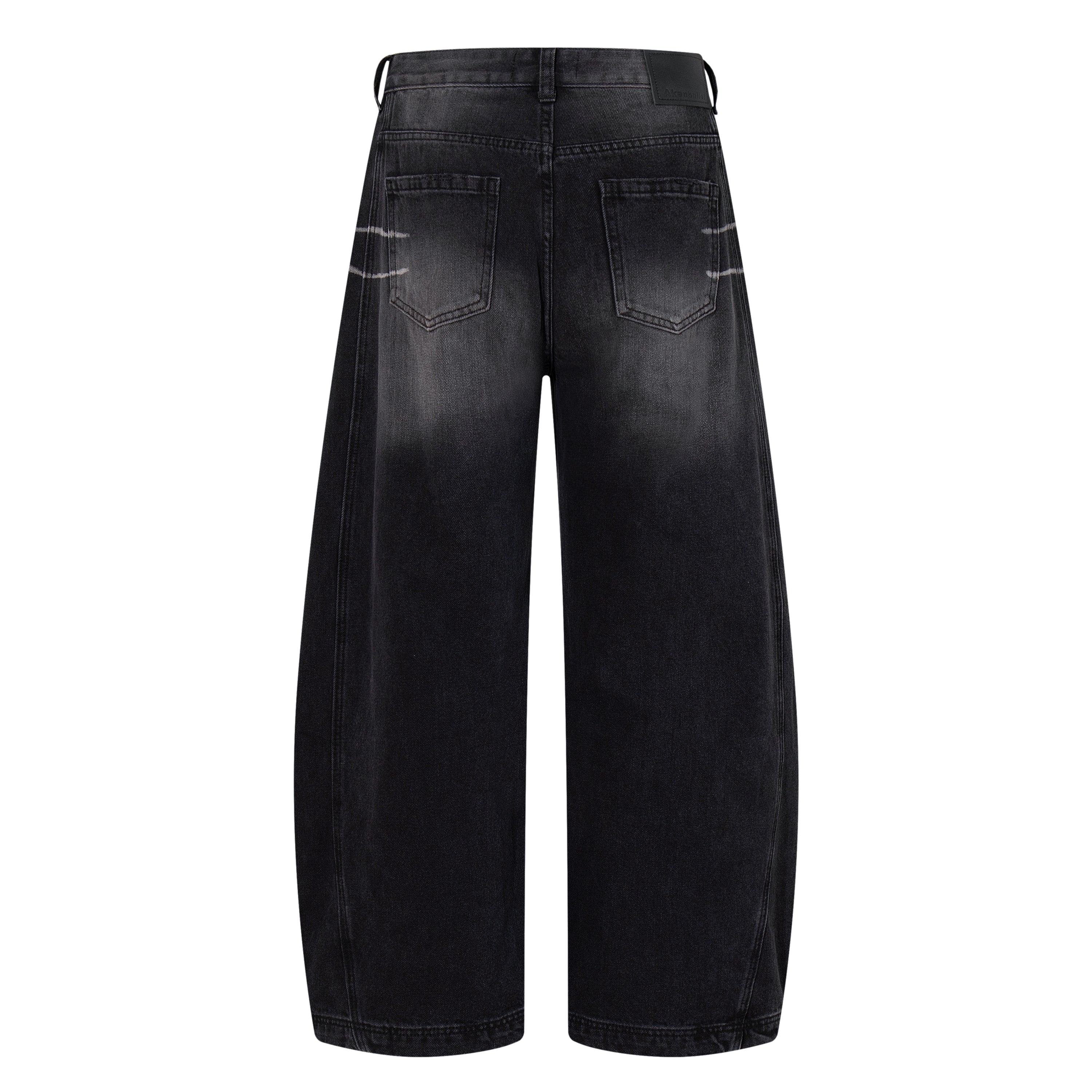 Omirad Scratch Fade Wide-Leg Jeans | Washed Black Denim