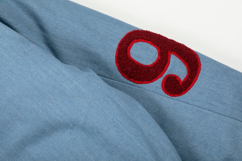Omirad 97 Denim Varsity Hooded Jacket | Faux Fur Lined