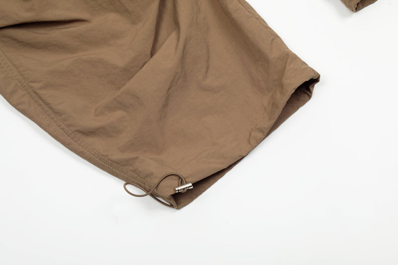 Nylon Plaid-Trim Stacked Pants | Wide-Leg Streetwear
