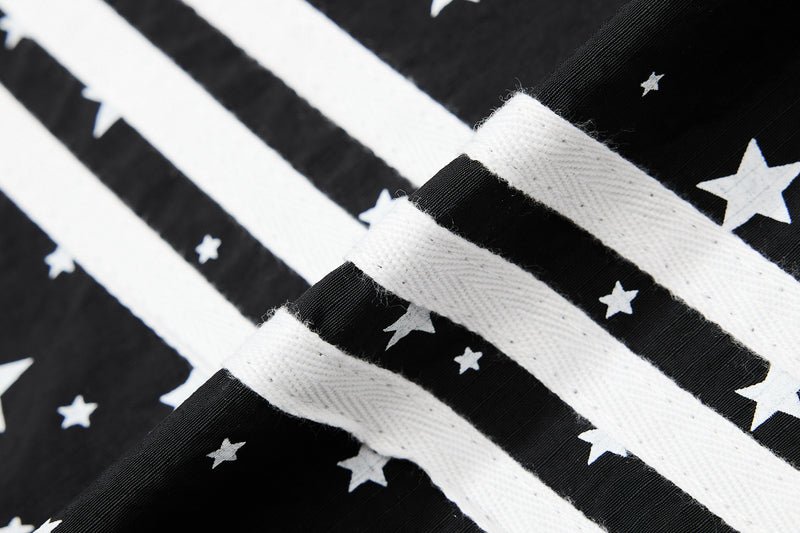 Star Print Wide-Leg Track Pants with Side Stripes | Streetwear
