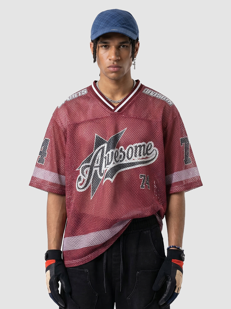 Awesome 74 Mesh Jersey T-Shirt | Retro Varsity Streetwear