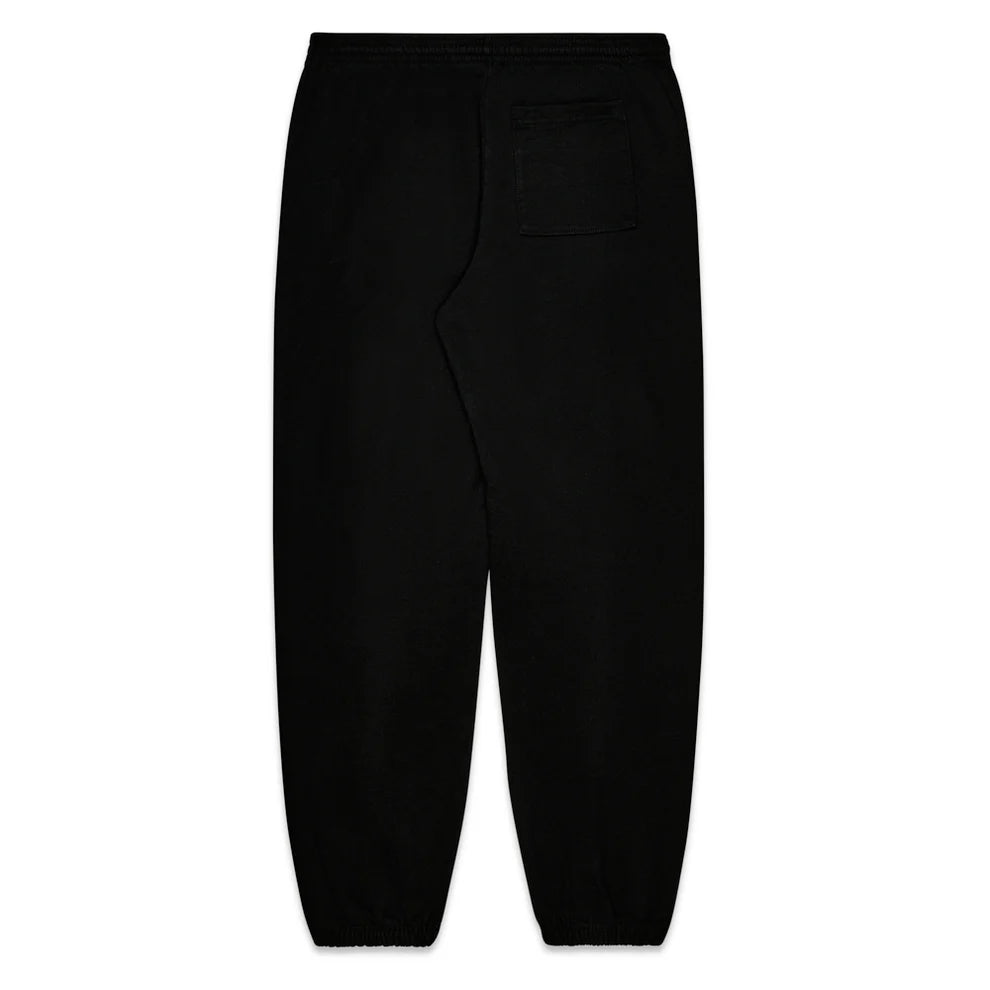 Sp5der Sweatpants – Unisex Black Cotton Sweatpants with Pink Graphic Logo and Star Print