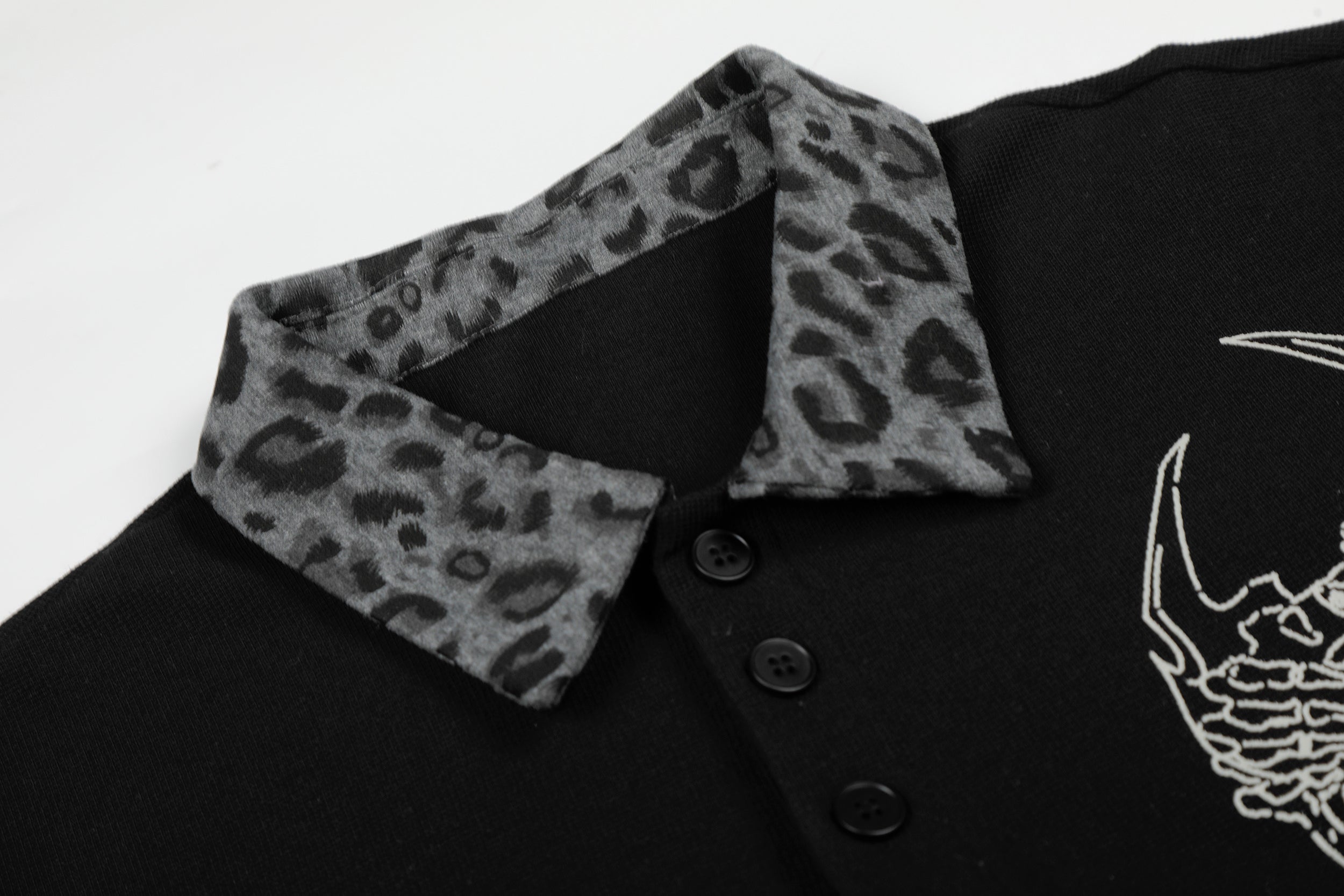 Leopard Collar Rock Graphic Polo Tee | Streetwear Polo