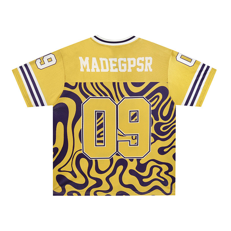 Psychedelic Swirl Football Jersey | Streetwear Varsity Style