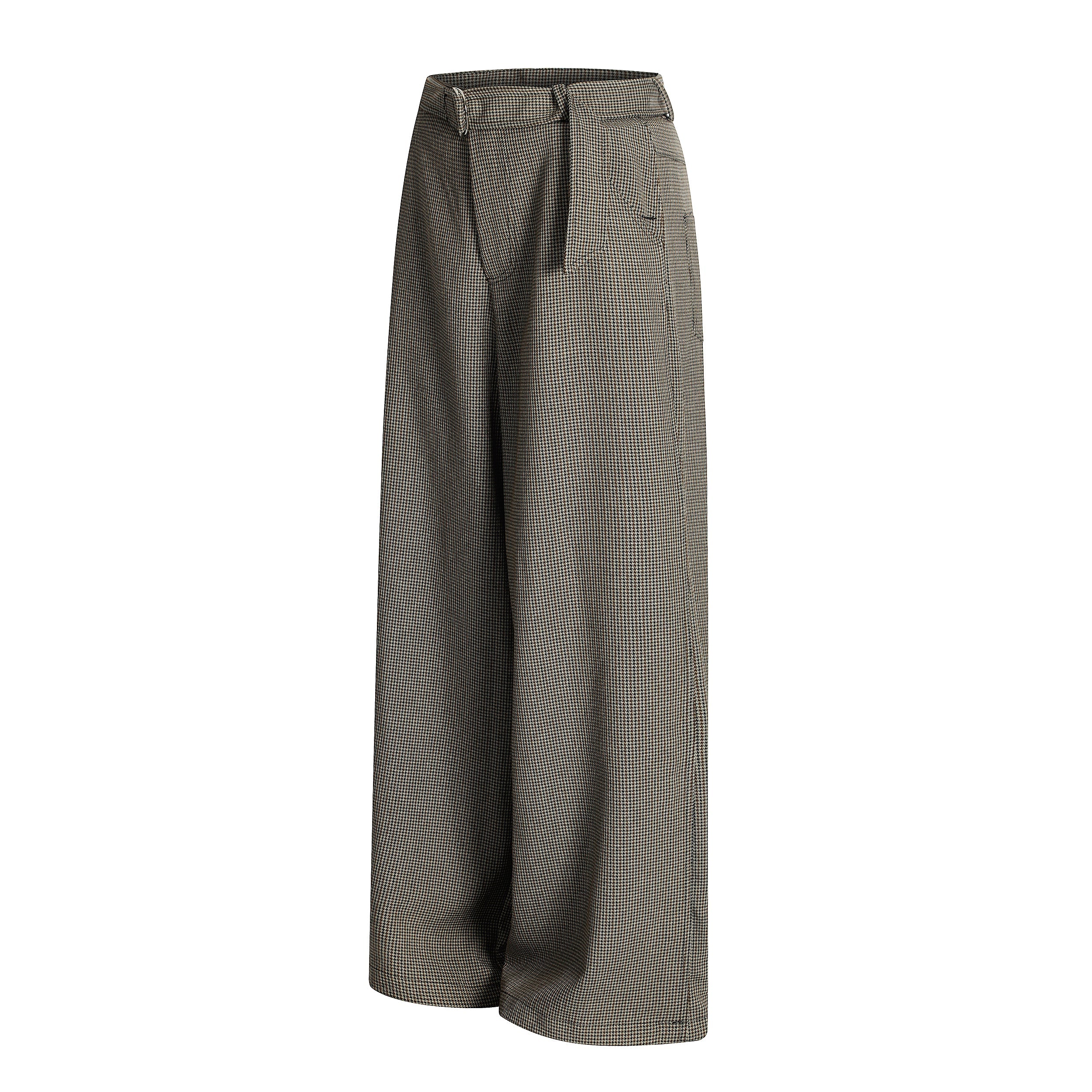 Omirad Micro-Check Belted Wide-Leg Pants | Cotton Blend