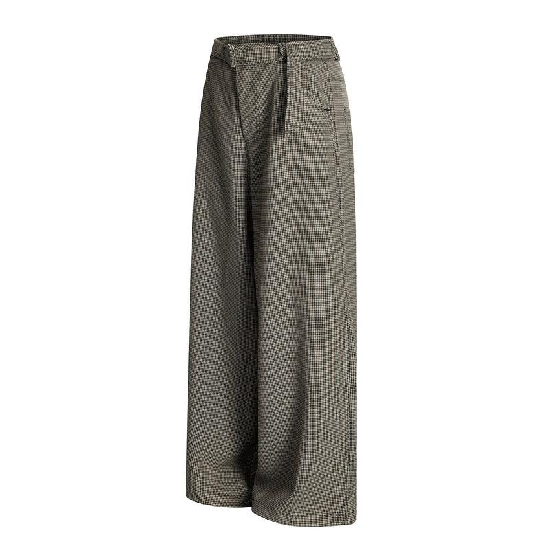Omirad Micro-Check Belted Wide-Leg Pants | Cotton Blend