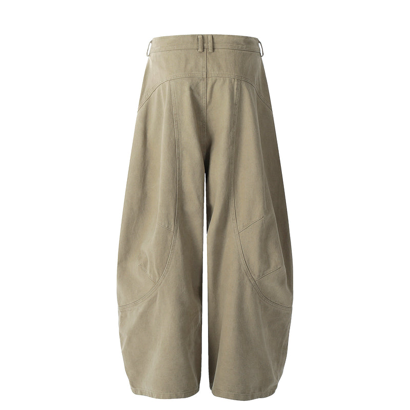 Vintage Arc-Pocket Balloon Pants | Wide-Leg Cotton Trousers