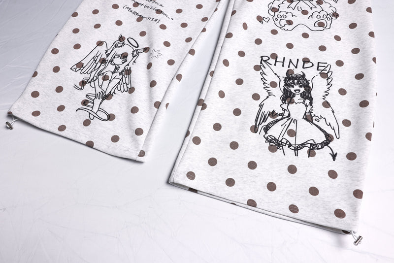 Y2K Graphic Polka Dot Wide-Leg Sweatpants | Omirad