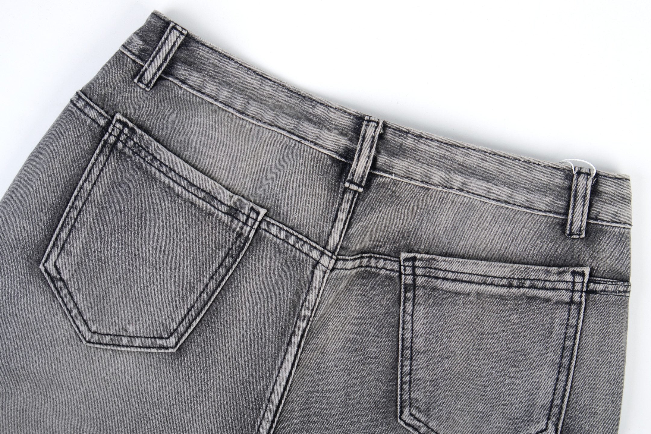 Omirad Distressed Flare Jeans | Y2K Grey Wash Denim