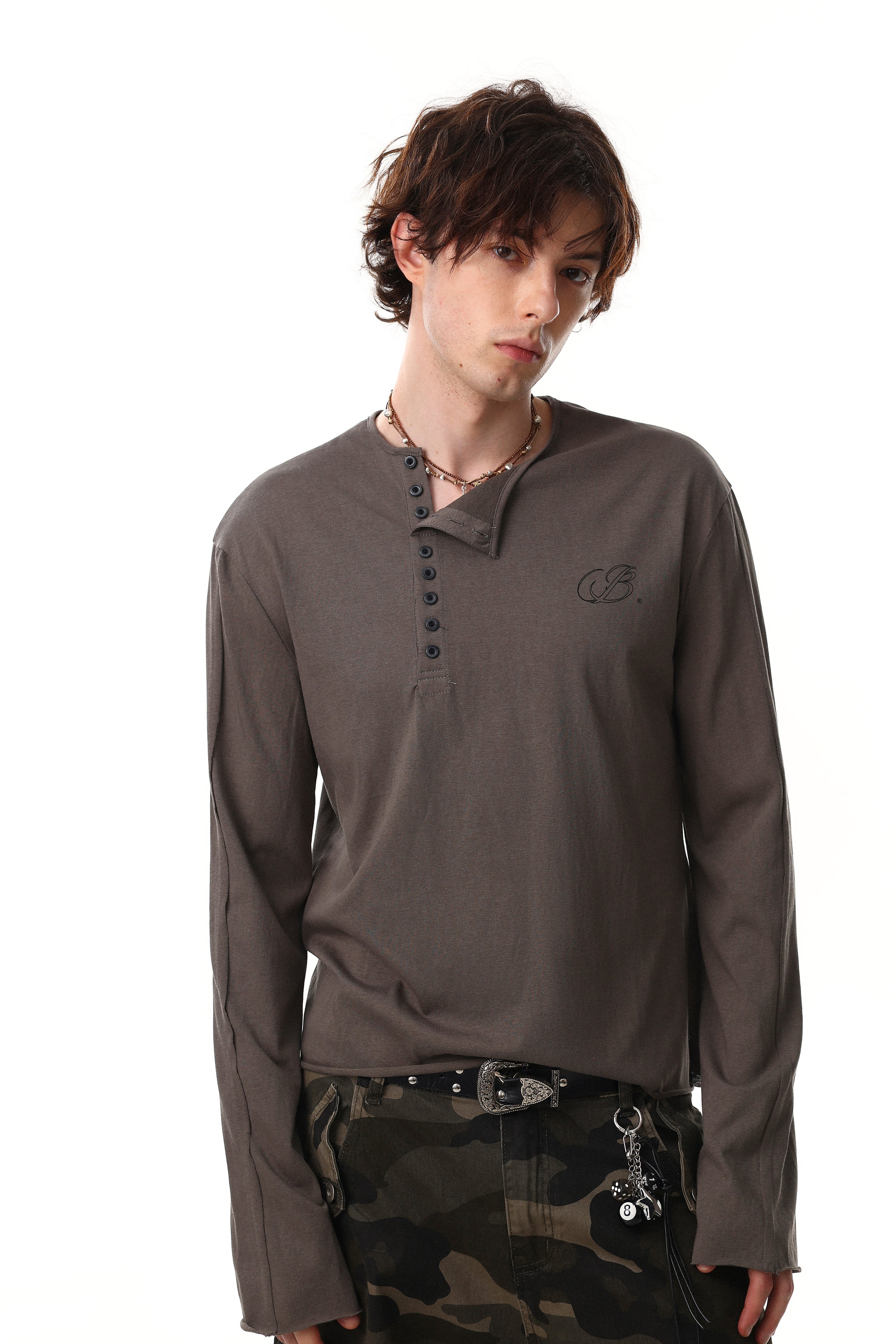 Classic Henley Long Sleeve T-Shirt | 100% Cotton