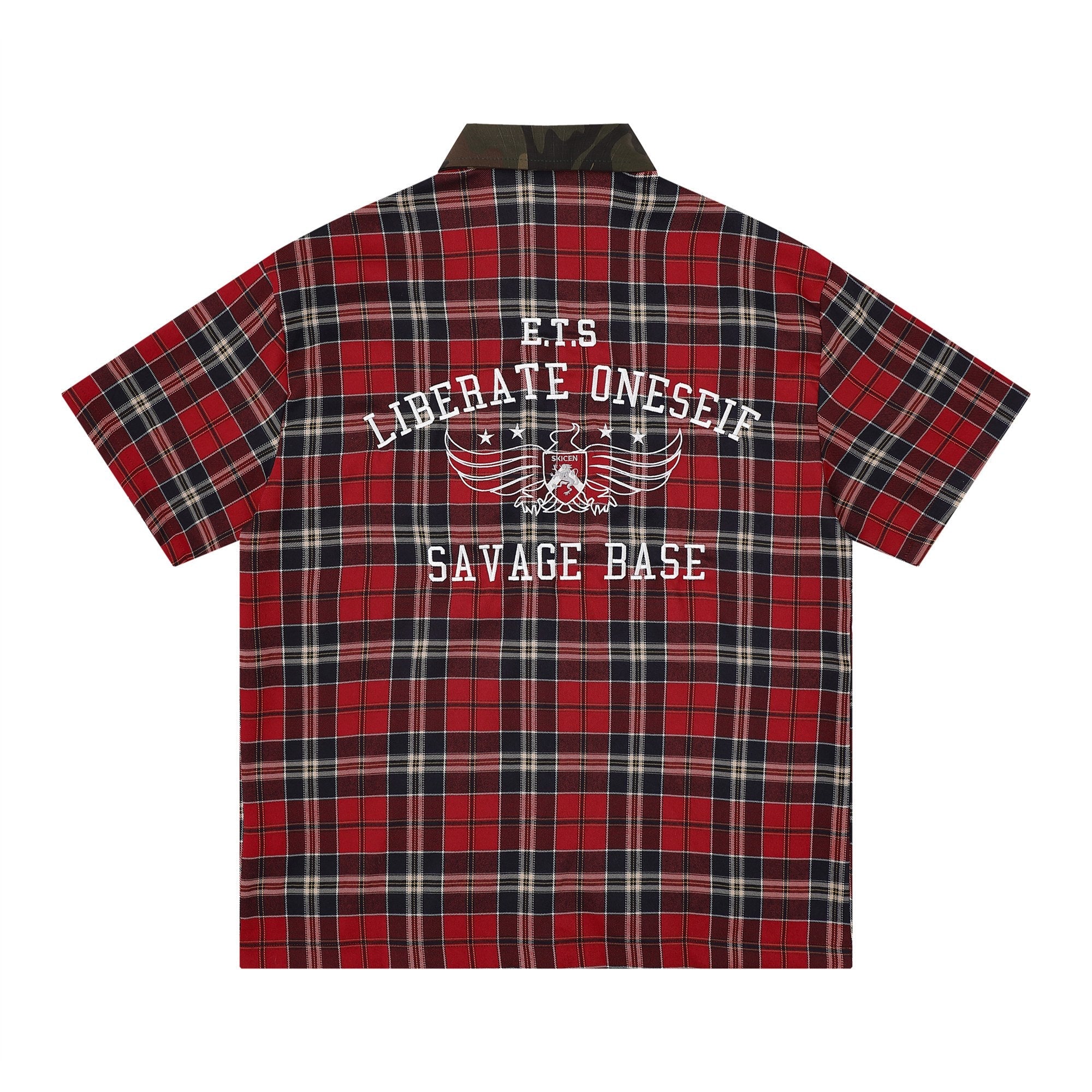Omirad Savage Base Plaid Shirt | Camo Collar Street Style
