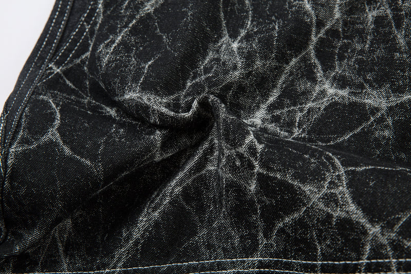 Omirad Cracked-Pattern Wide-Leg Jeans | Streetwear Denim