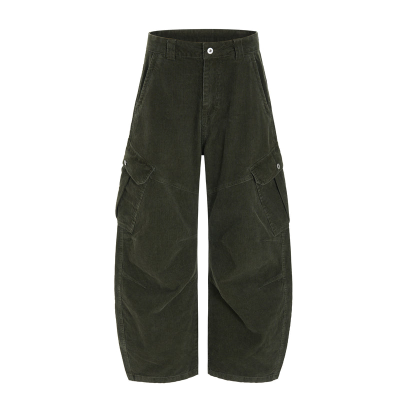 Corduroy Utility Wide-Leg Cargo Pants | SEAKOFF
