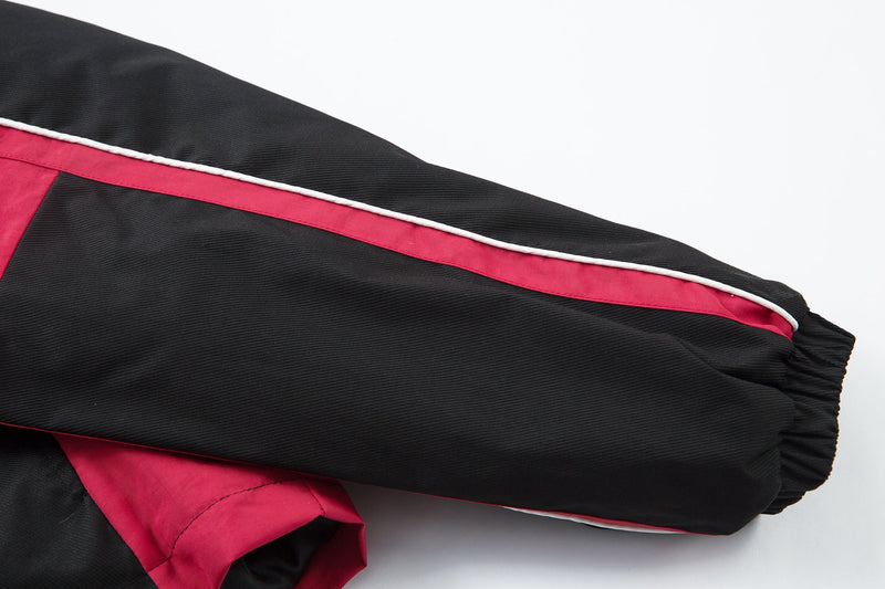 Racing Patch Faux Fur Hood Jacket | Color-Block Nylon