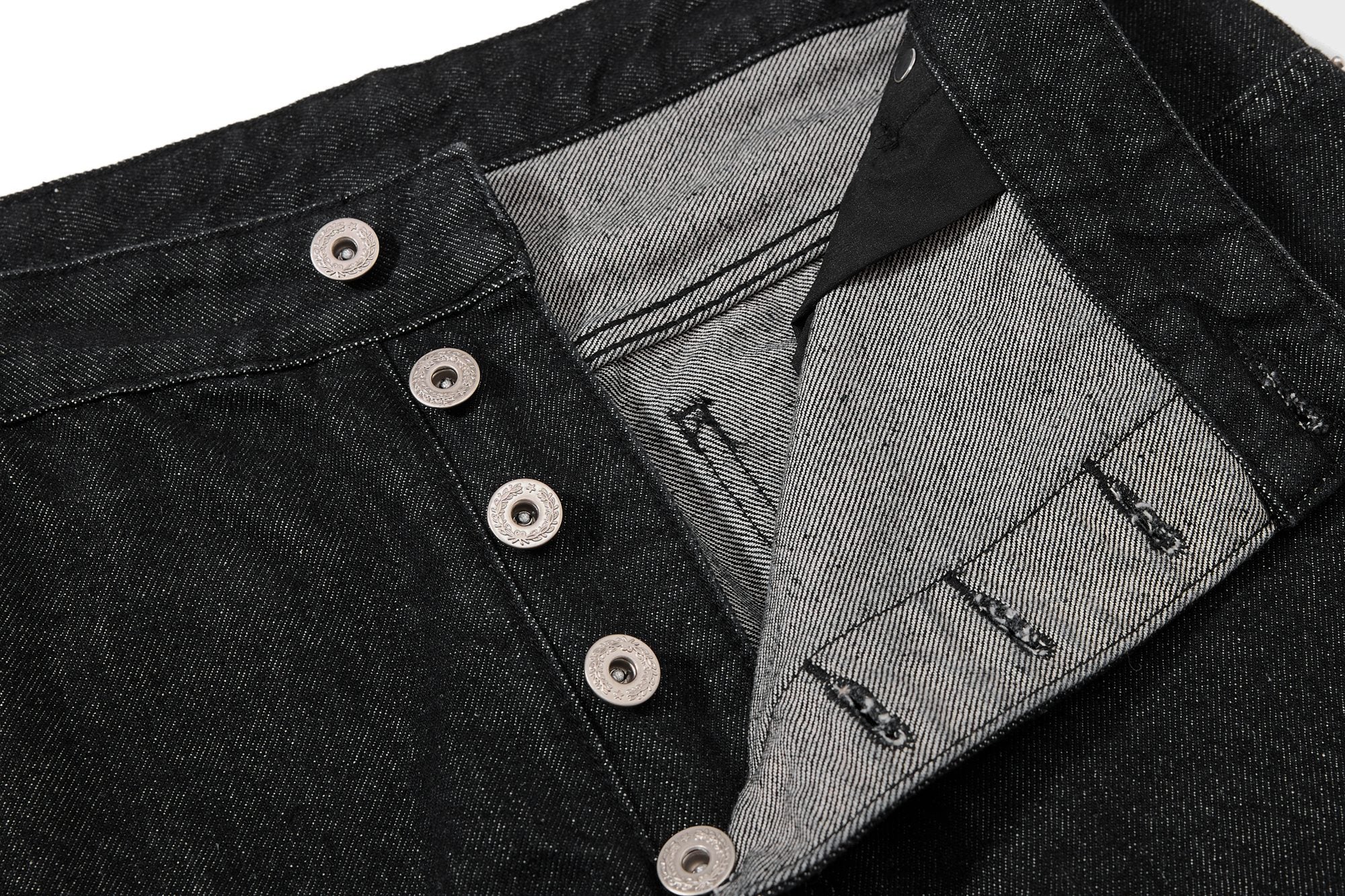 Asymmetric Button Denim Shorts | Wide-Leg Black Streetwear