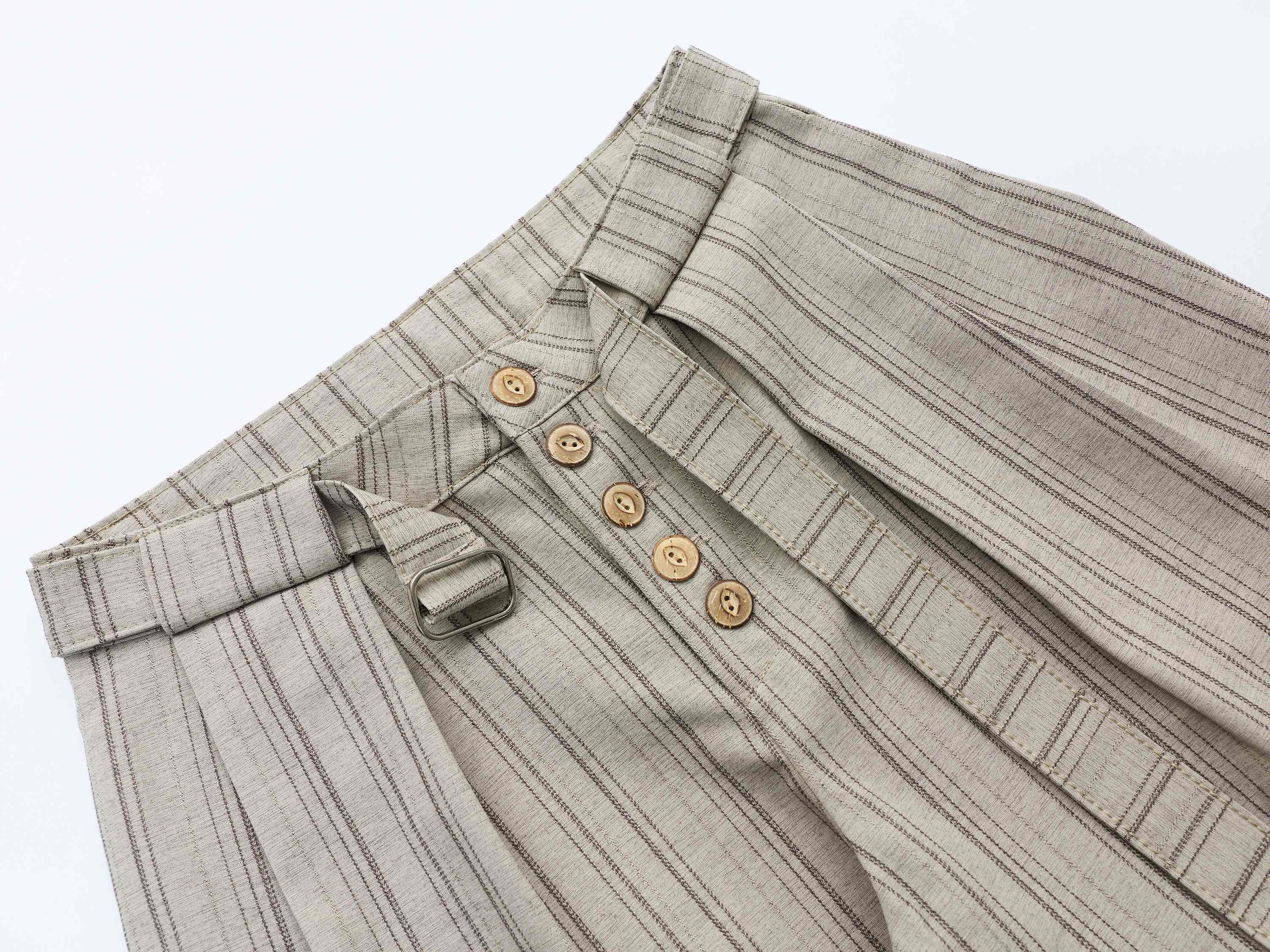 Deconstructed Pinstripe Wide-Leg Trousers | Vintage Tailored