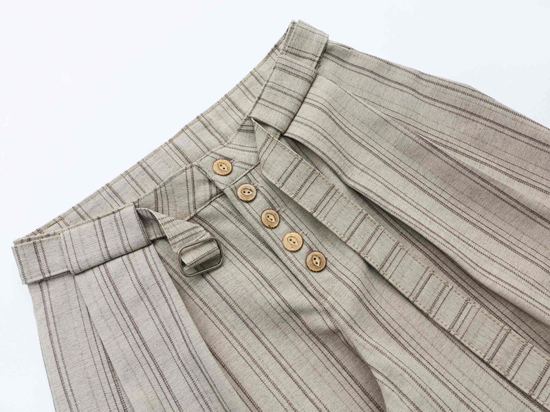 Deconstructed Pinstripe Wide-Leg Trousers | Vintage Tailored