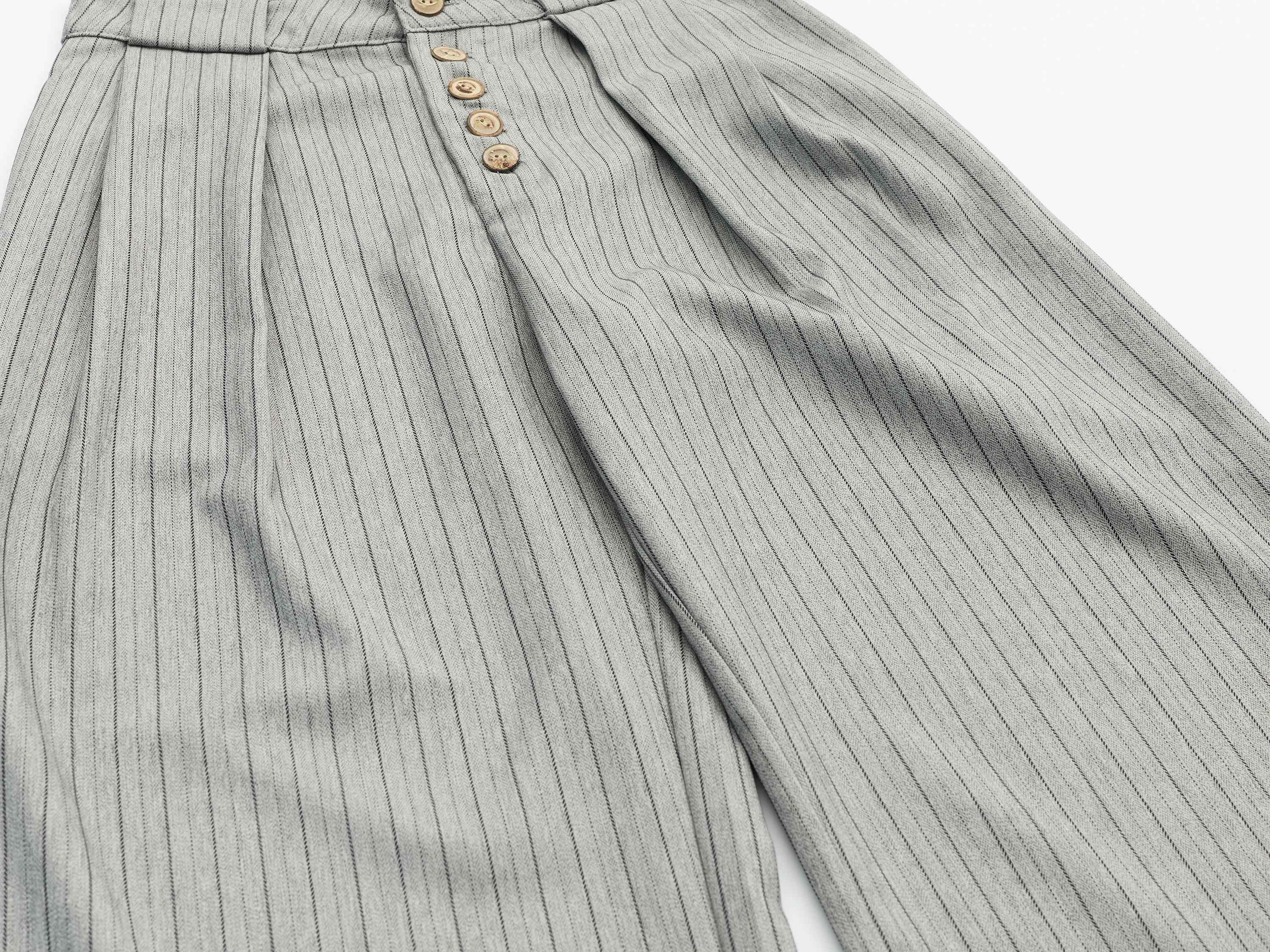 Deconstructed Pinstripe Wide-Leg Trousers | Retro Tailored Fit