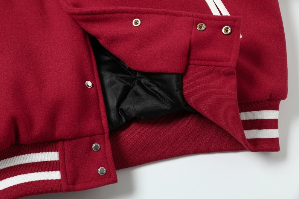 Pearl-Studded Varsity Jacket | Taeleplus More Money Design