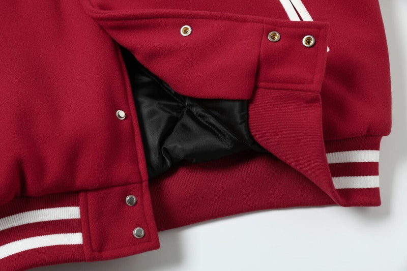 Pearl-Studded Varsity Jacket | Taeleplus More Money Design