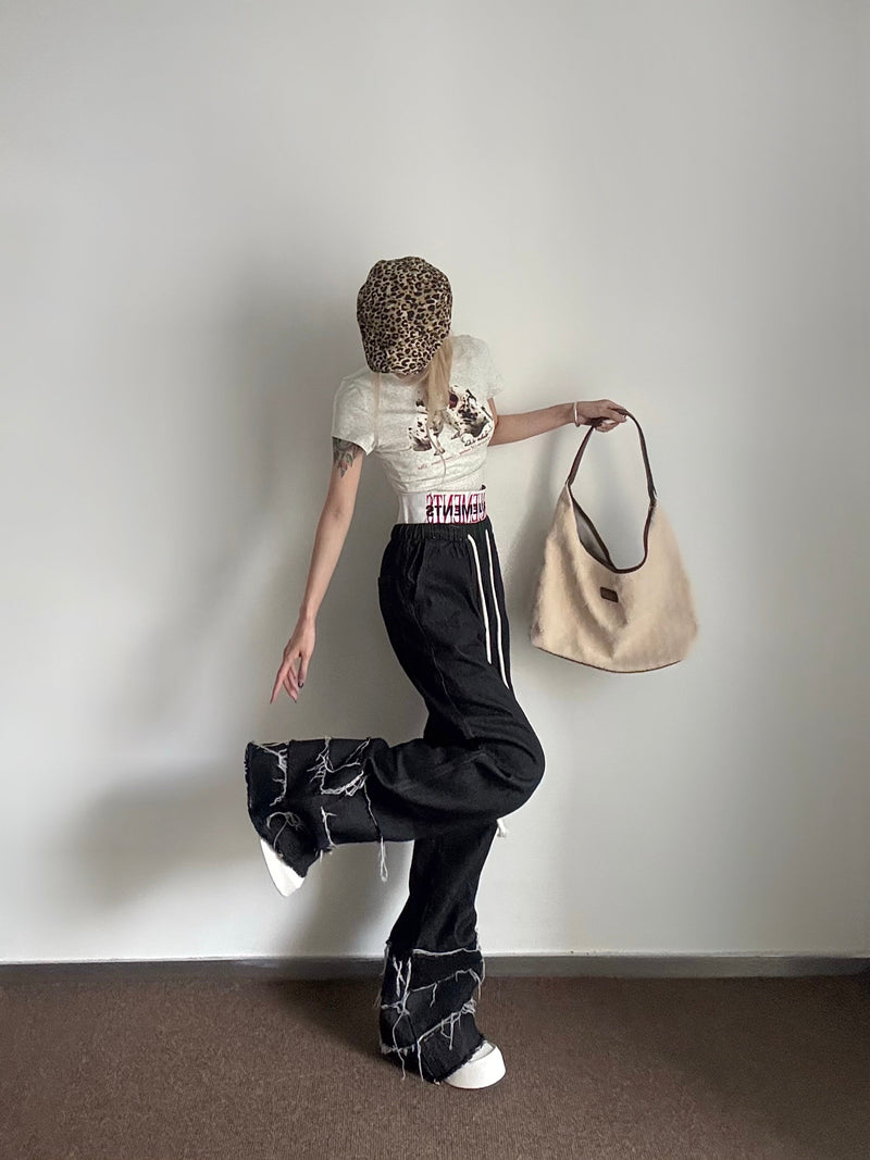 Distressed Wide-Leg Camo Sweatpants | ACC Ruements