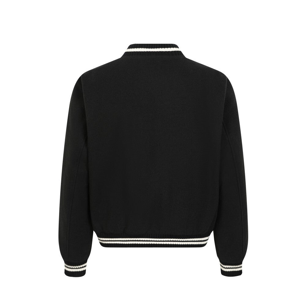 Omirad Minimal Varsity Bomber Jacket | Black Zip-Up