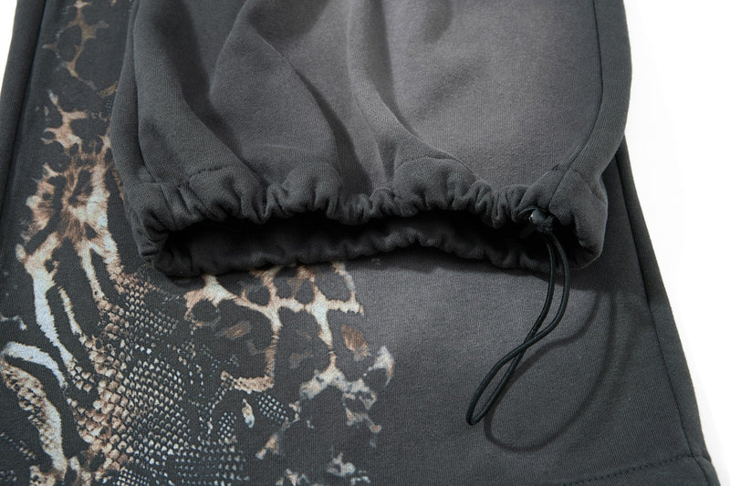 Vintage Leopard Graphic Wide-Leg Sweatpants | Y2K Streetwear